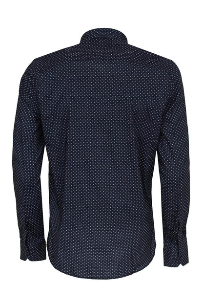 Patterned Slim Fit Navy Blue Men Shirt -