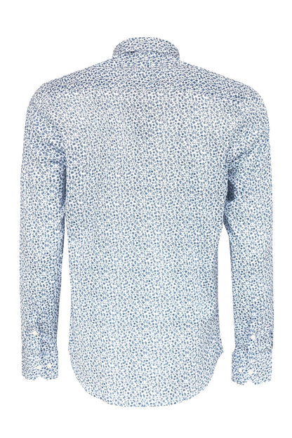 KOALA SYDNEY  Blue Floral Patterned Slim Fit White Men Shirt -