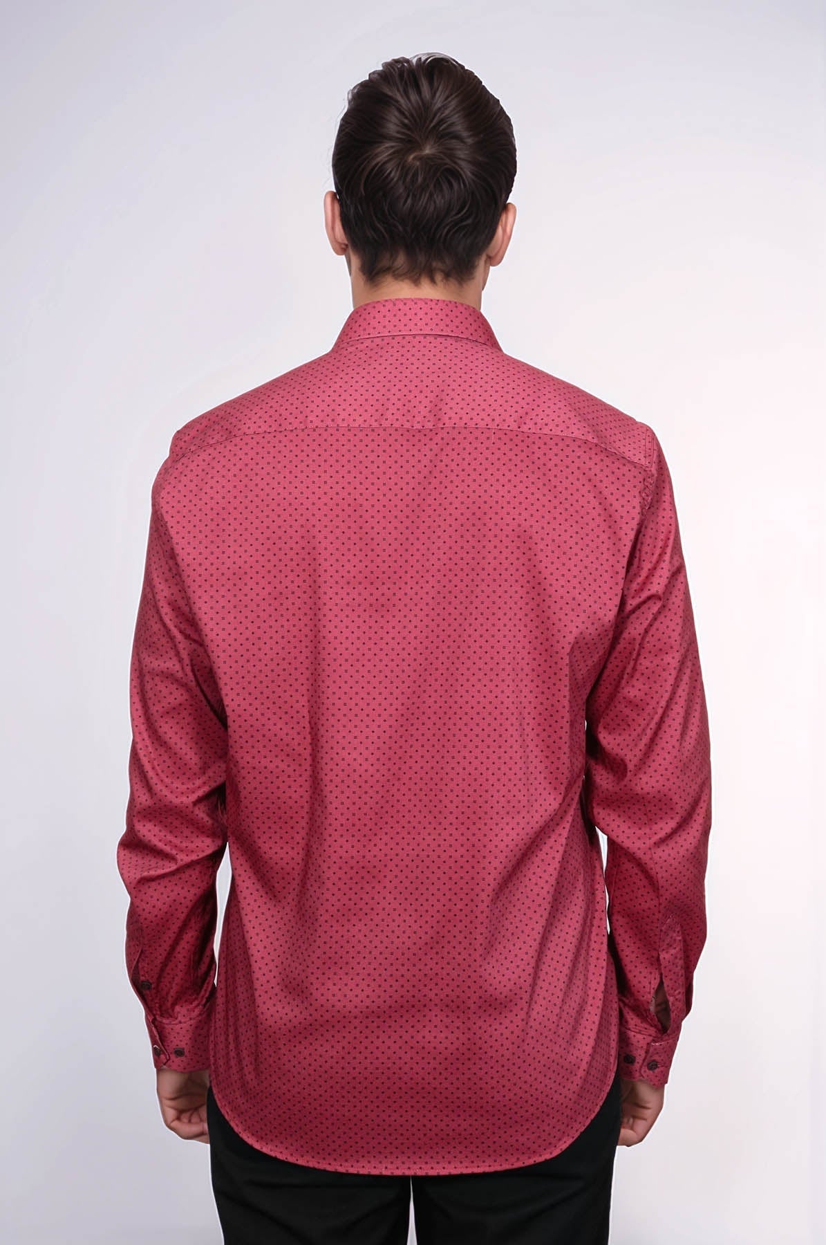 Patterned Slim Fit Burgundy Men Shirt