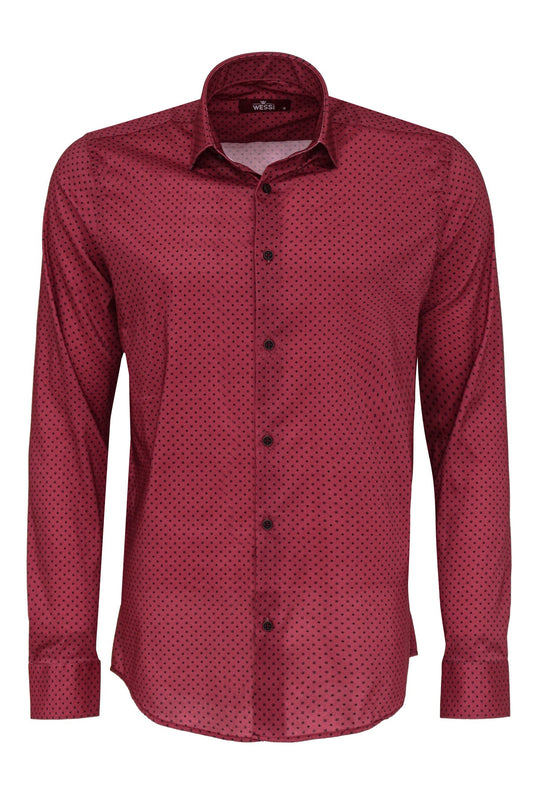 KOALA SYDNEY  Patterned Slim Fit Burgundy Men Shirt -