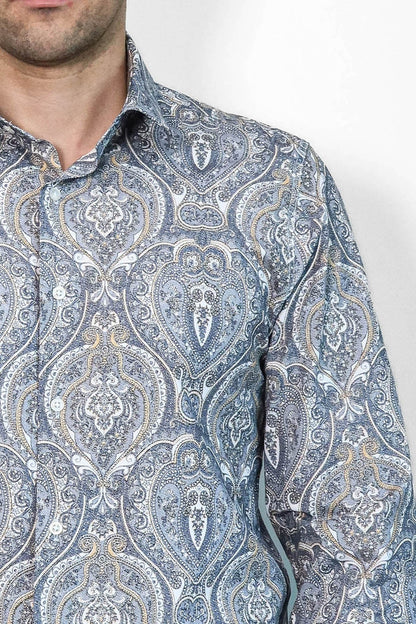 KOALA SYDNEY Damask Pattern Blue Slim Fit Shirt