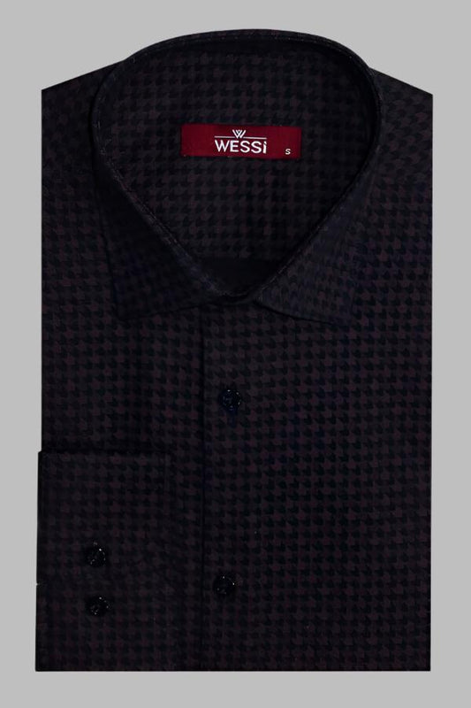 KOALA SYDNEY  Houndstooth Pattern Slim Fit Brown Men Shirt -