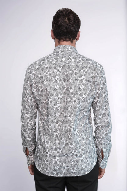KOALA SYDNEY Bloom Patterned Dark Slim Fit Grey Men Shirt
