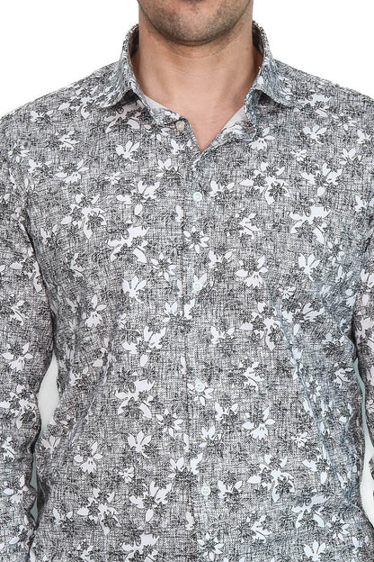 KOALA SYDNEY Bloom Patterned Dark Slim Fit Grey Men Shirt