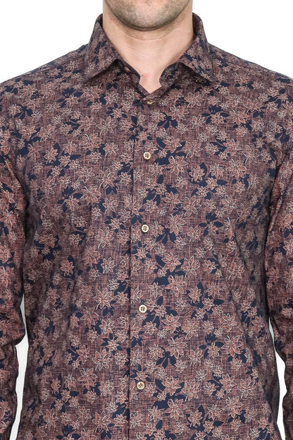KOALA SYDNEY  Bloom Patterned Brown Slim Fit Shirt -