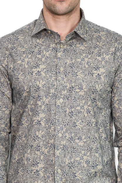 KOALA SYDNEY  Bloom Patterned Beige Slim Fit Shirt -