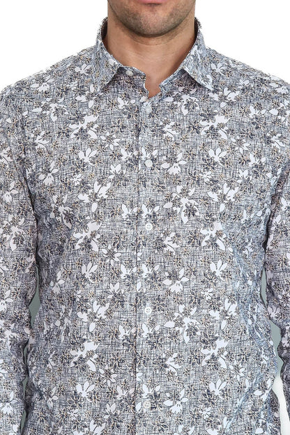KOALA SYDNEY  Bloom Patterned Grey Slim Fit Shirt -