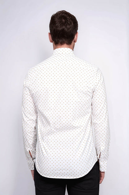Minimal Golden Print White Men's Shirt
