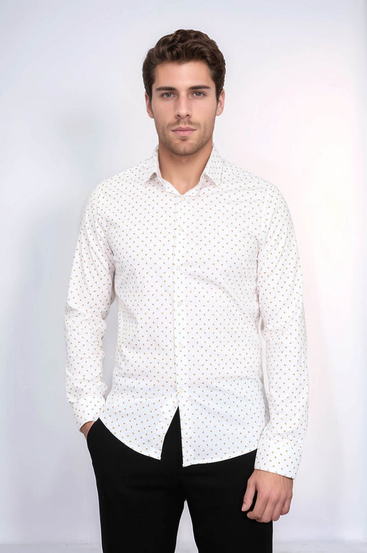 KOALA SYDNEY  Minimal Golden Print White Men's Shirt