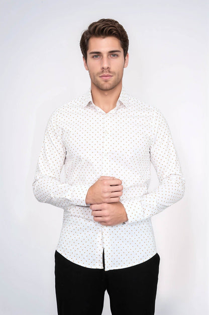 KOALA SYDNEY  Minimal Golden Print White Men's Shirt