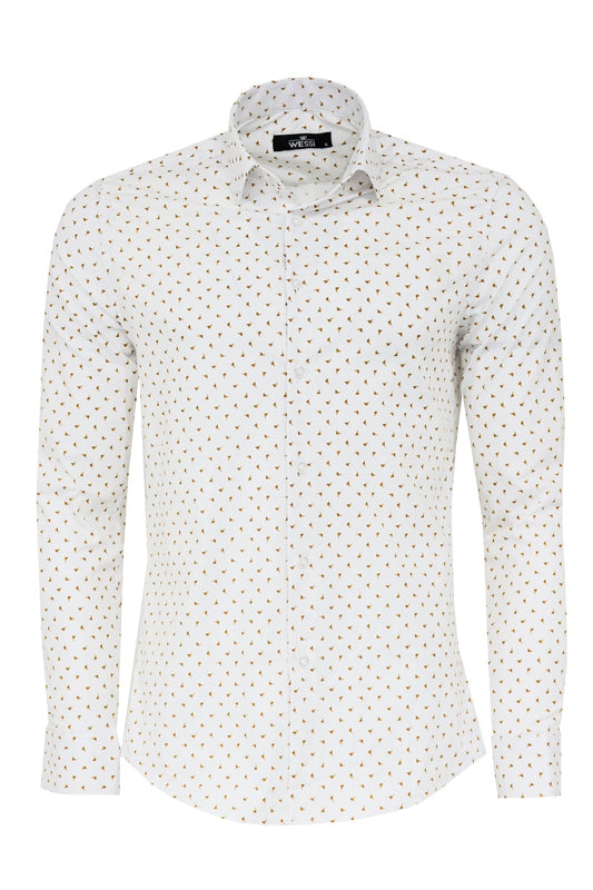 KOALA SYDNEY  Minimal Golden Print White Men's Shirt -