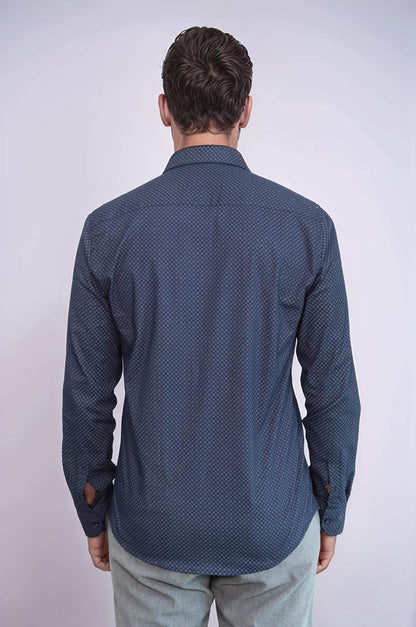 KOALA SYDNEY Dark Blue Tiny Check Patterned Slim Fit Shirt