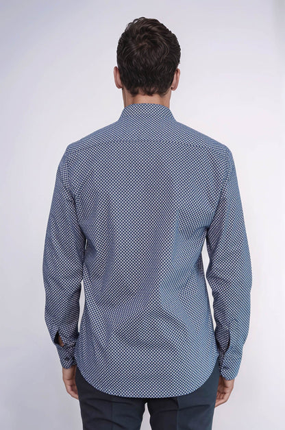 KOALA SYDNEY  Tiny Check Patterned Slim Fit Blue Men Shirt -