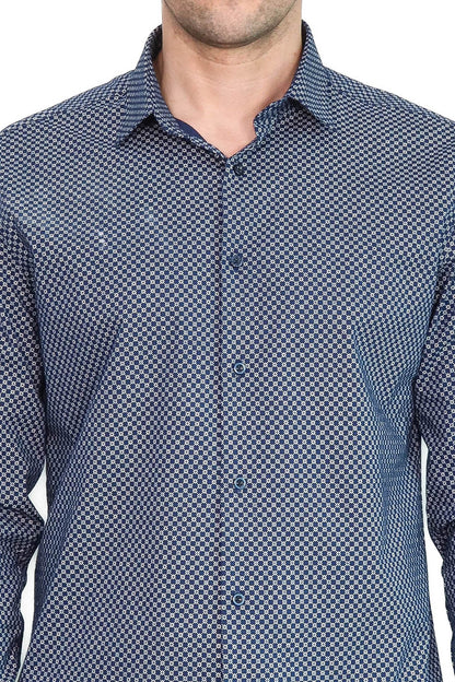 KOALA SYDNEY  Tiny Check Patterned Slim Fit Blue Men Shirt -
