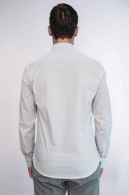 White Tiny Check Patterned Slim Fit Shirt