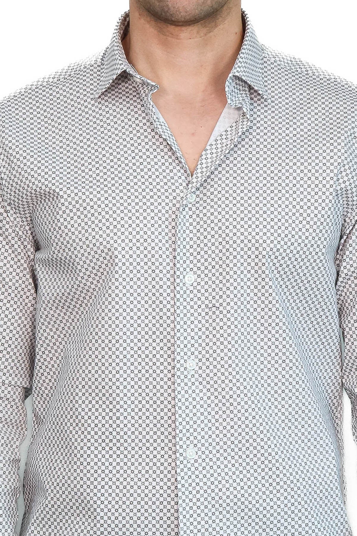 White Tiny Check Patterned Slim Fit Shirt