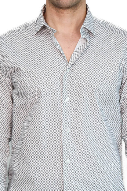 White Tiny Check Patterned Slim Fit Shirt