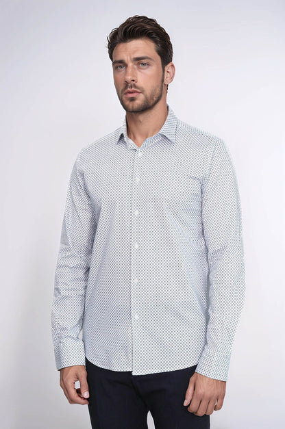 KOALA SYDNEY  White Tiny Check Patterned Slim Fit Shirt -