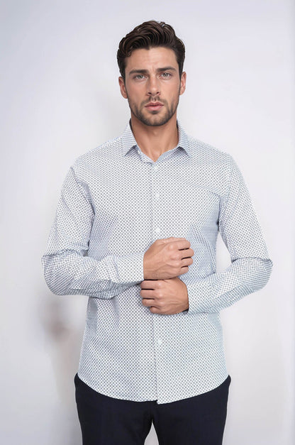 KOALA SYDNEY  White Tiny Check Patterned Slim Fit Shirt -