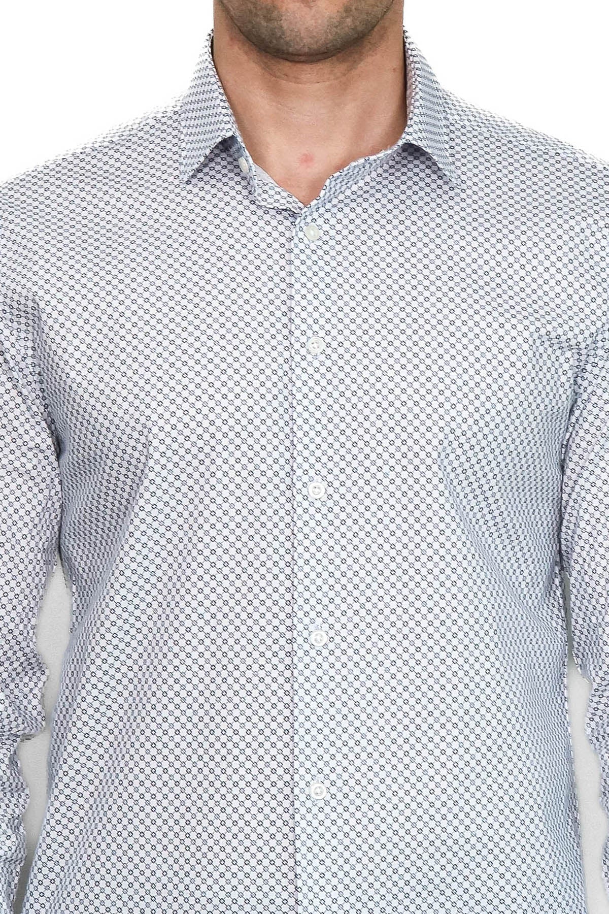 KOALA SYDNEY  White Tiny Check Patterned Slim Fit Shirt -