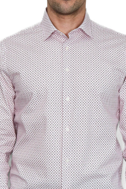 KOALA SYDNEY Claret Red Tiny Check Patterned Slim Fit Men Shirt