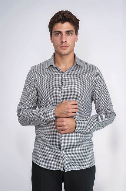Houndstooth Pattern Black Men Shirt