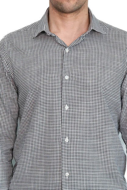 Houndstooth Pattern Black Men Shirt