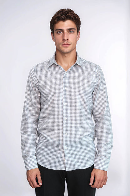Plaid Slim Fit Black Men Shirt