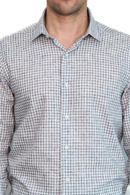 Plaid Slim Fit Black Men Shirt