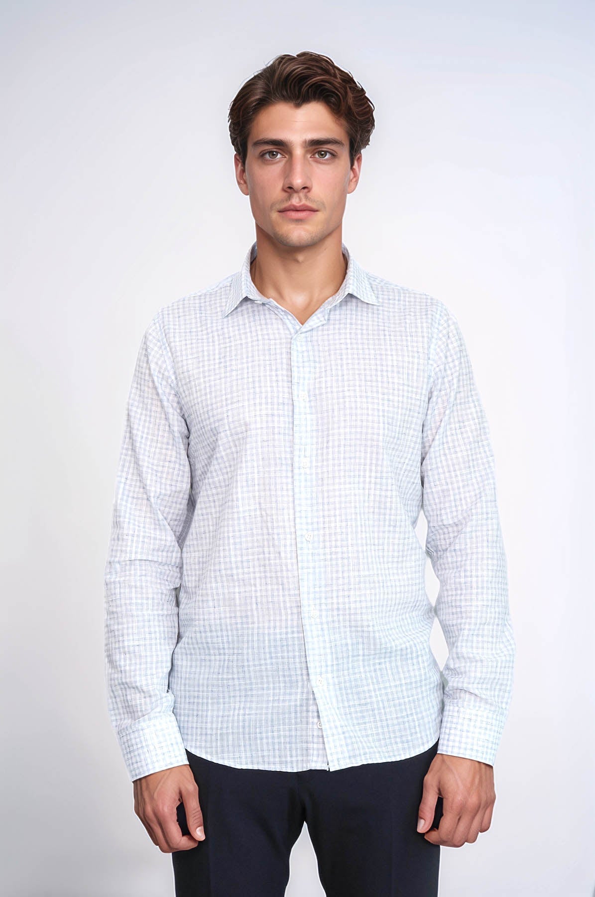 KOALA SYDNEY  Plaid Slim Fit Sky Blue Men Shirt -