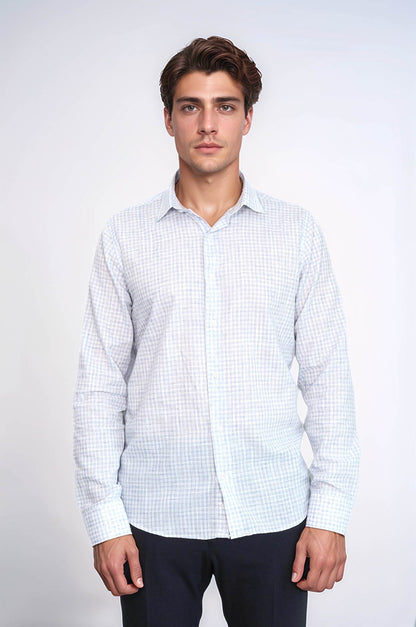 KOALA SYDNEY  Plaid Slim Fit Sky Blue Men Shirt -