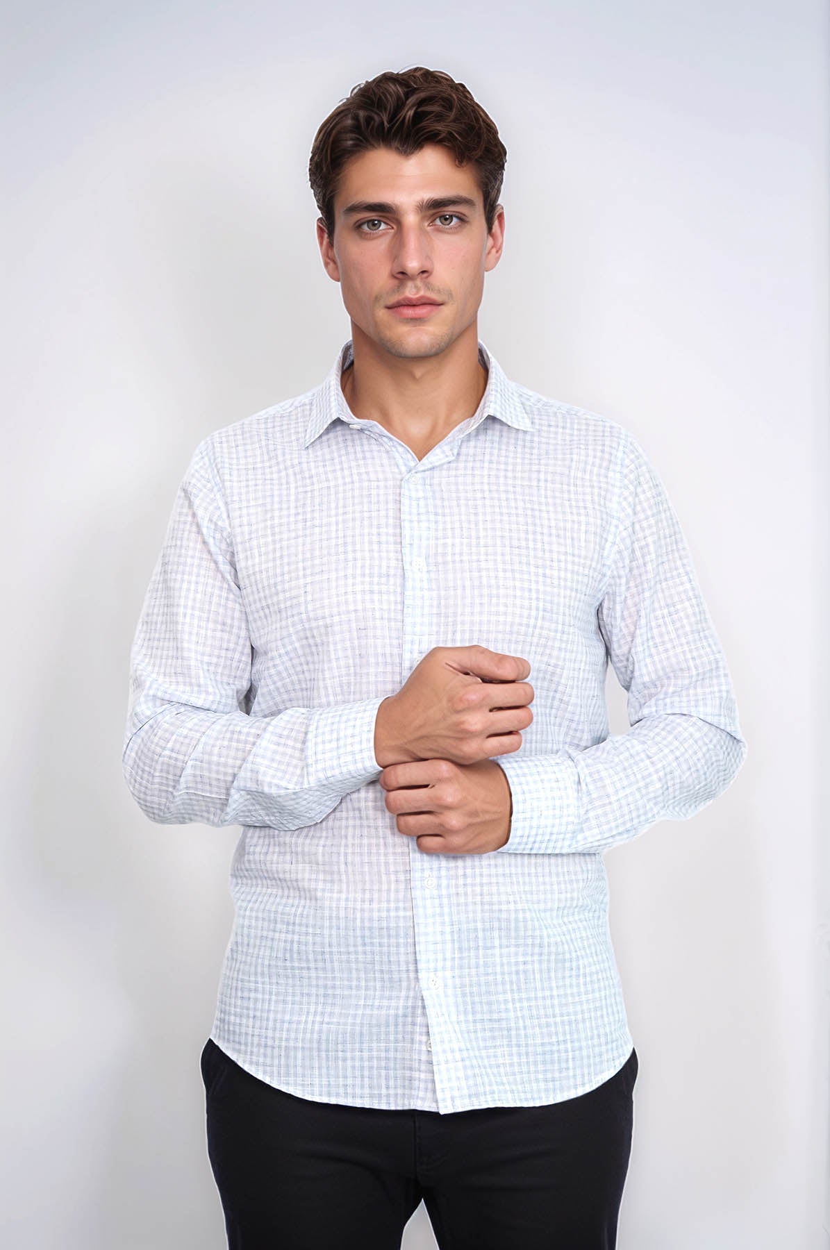 KOALA SYDNEY  Plaid Slim Fit Sky Blue Men Shirt -