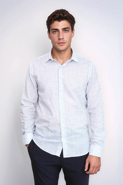 KOALA SYDNEY  Plaid Slim Fit Sky Blue Men Shirt -