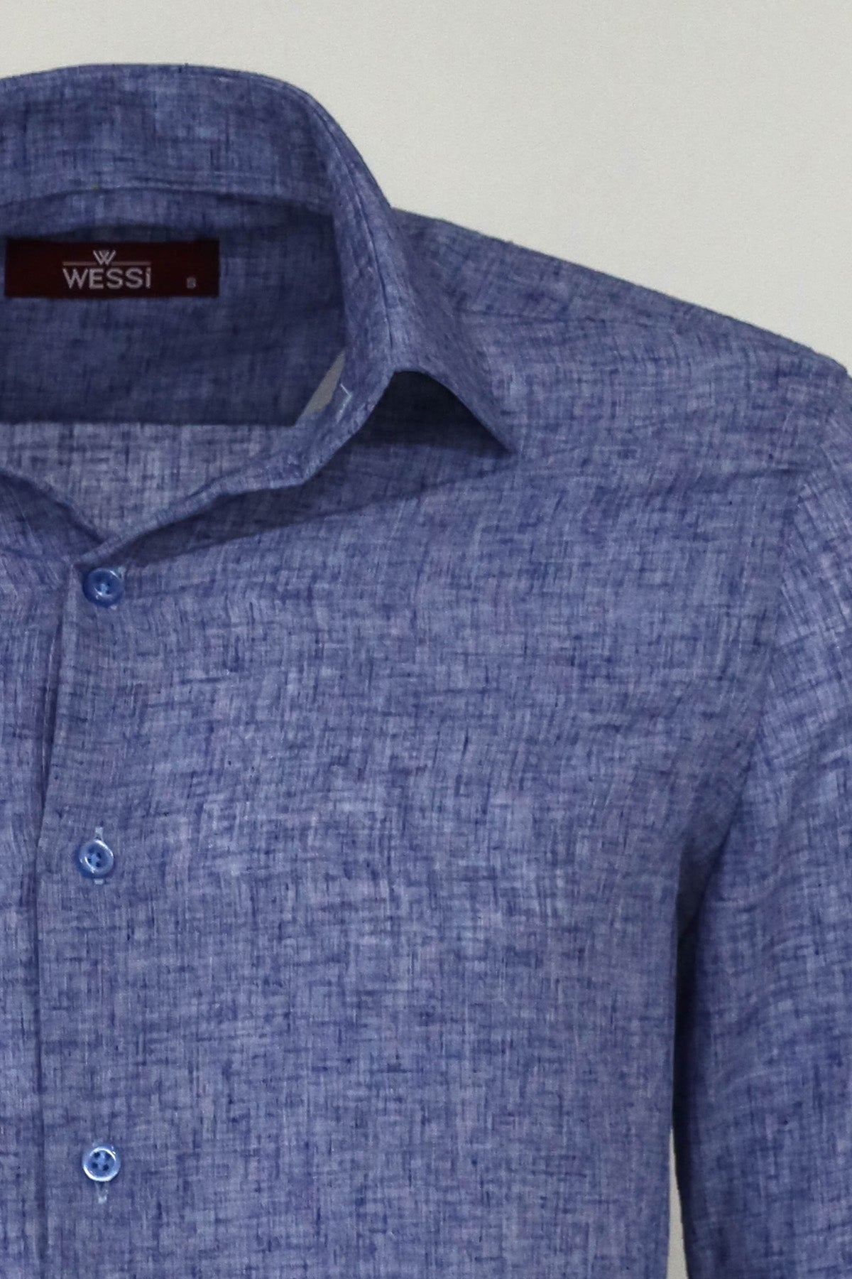 Slim Fit Patterned Navy Blue Men Shirt