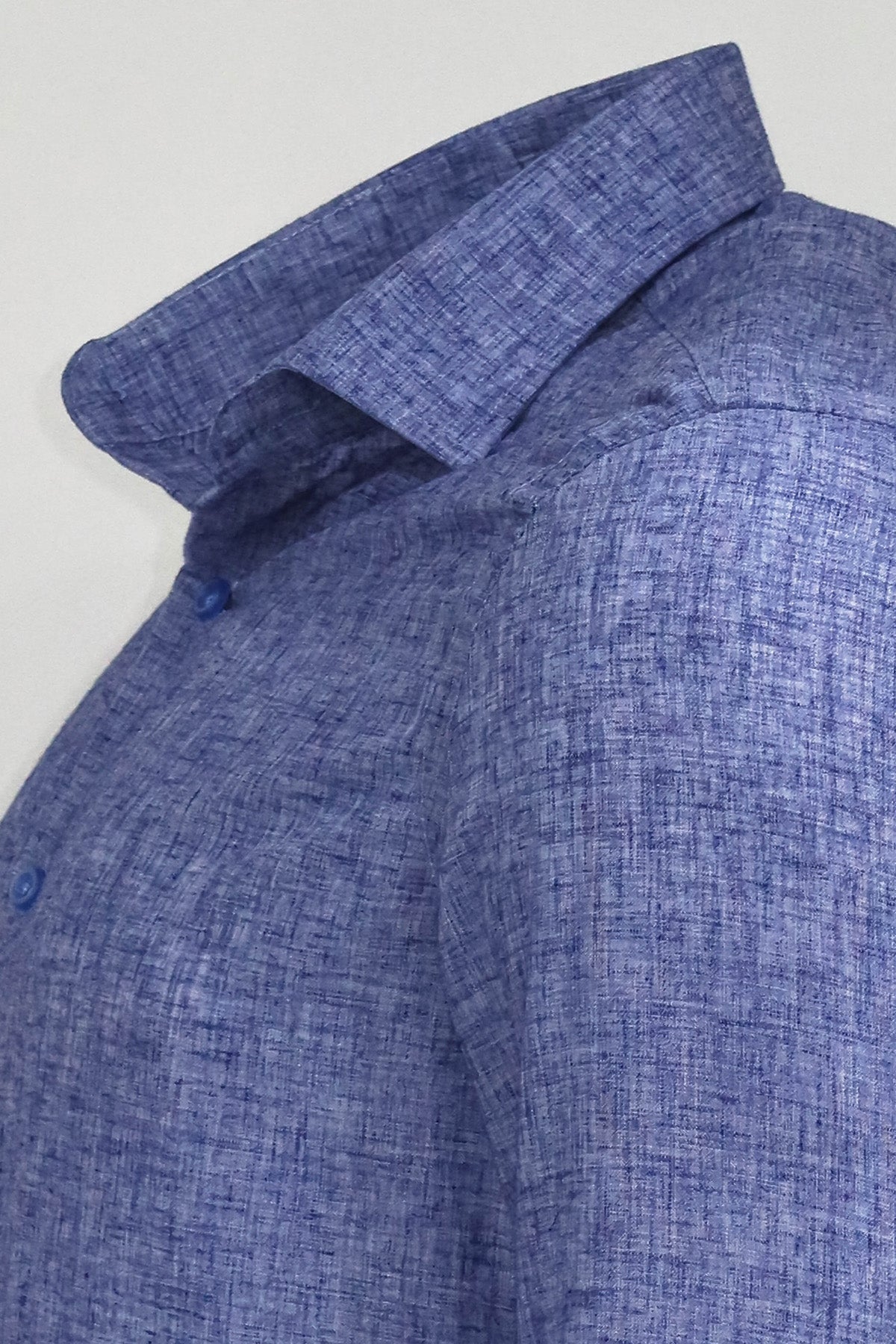 Slim Fit Patterned Navy Blue Men Shirt