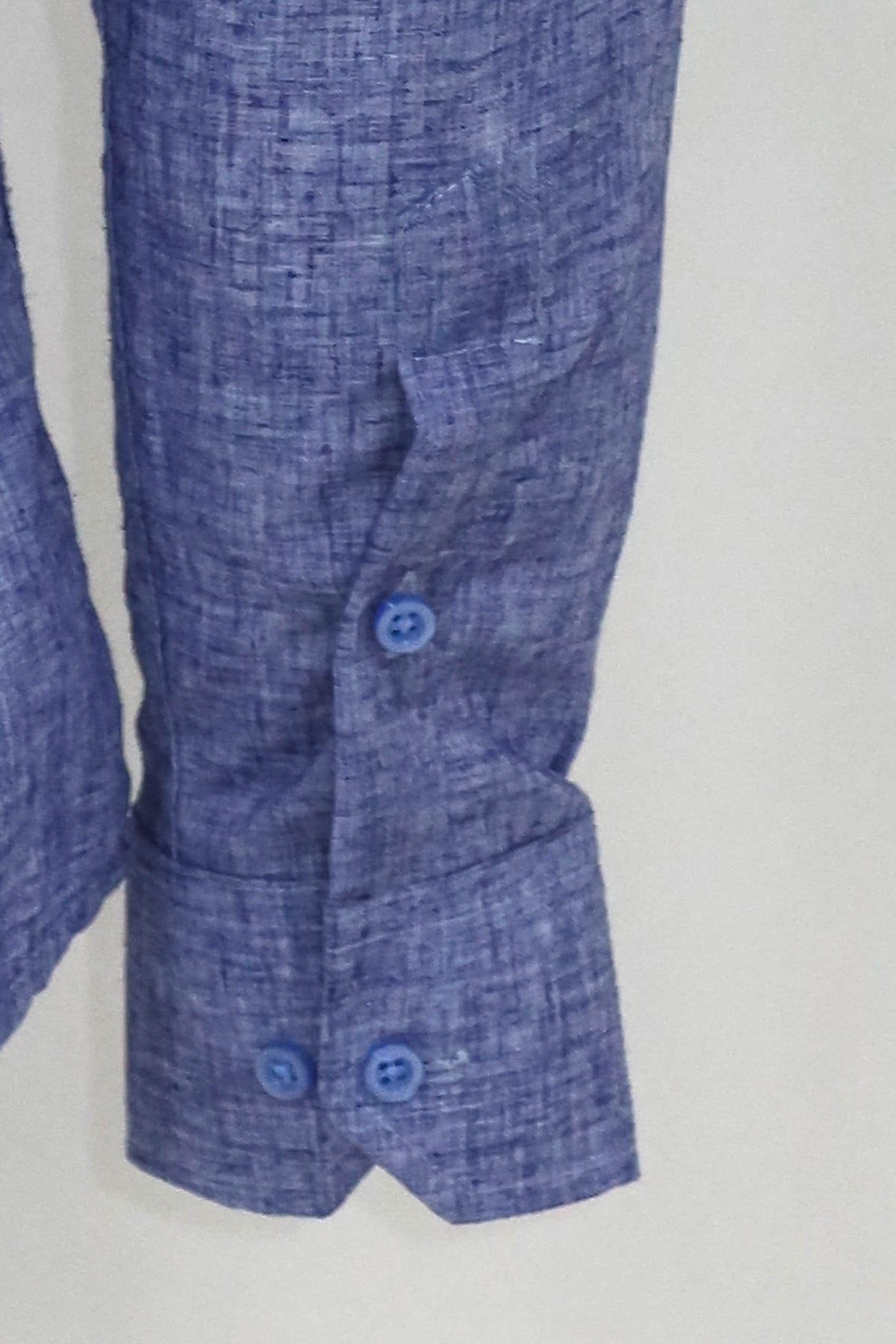 Slim Fit Patterned Navy Blue Men Shirt