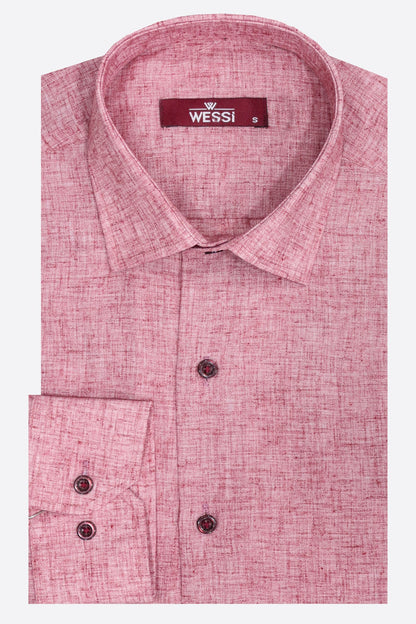 Slim Fit Patterned Burgundy Men Shirt