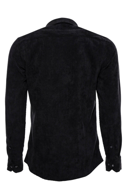 Black Long Sleeves Velvet Men's Shirt