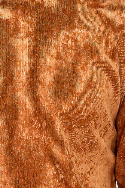 Brown Long Sleeves Velvet Men's Shirt