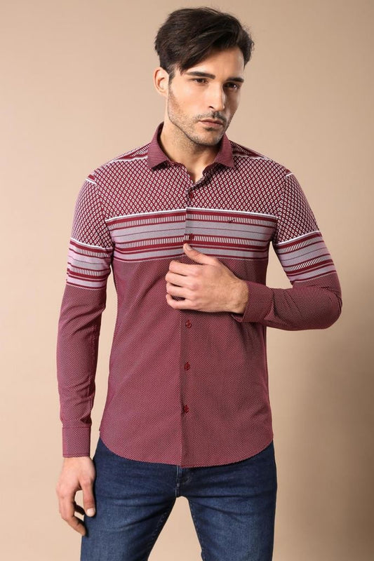KOALA SYDNEY  Burgundy Diamond Patterned Shirt