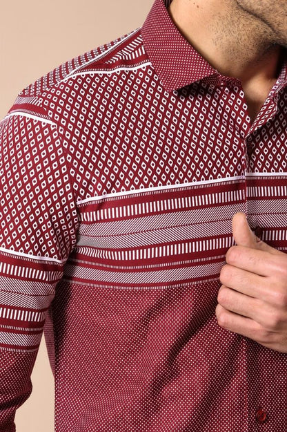 Burgundy Diamond Patterned Shirt