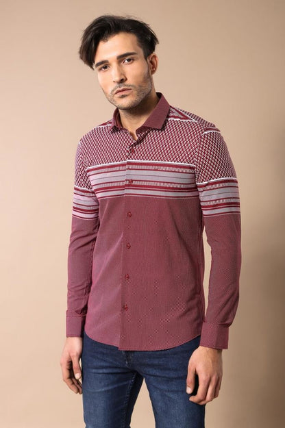Burgundy Diamond Patterned Shirt