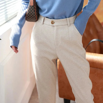 Winter High-Waisted Woolen Pencil Pants