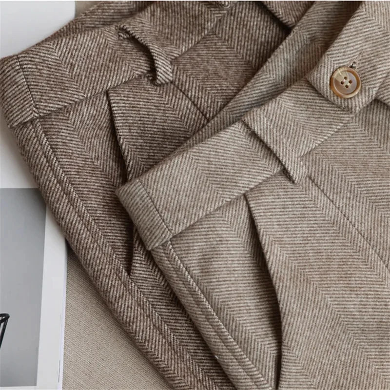 Winter High-Waisted Woolen Pencil Pants