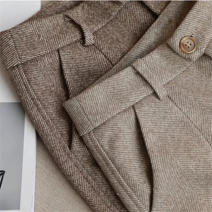 Winter High-Waisted Woolen Pencil Pants