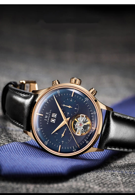 Luxury Automatic Men's Watch - Self-Winding Mechanical Timepiece with Leather Strap