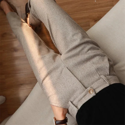 Winter High-Waisted Woolen Pencil Pants