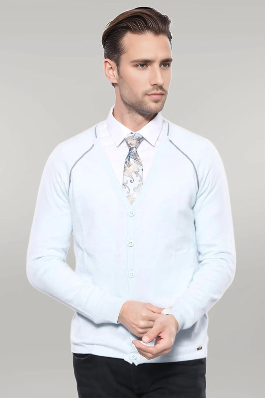 Blue Cotton Men Knitwear - Wessi