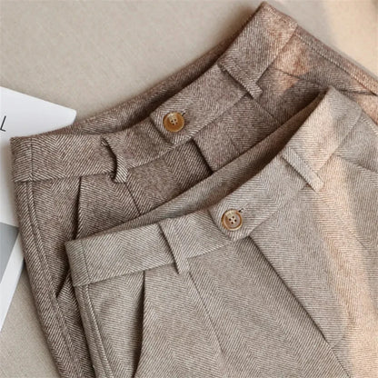 Winter High-Waisted Woolen Pencil Pants