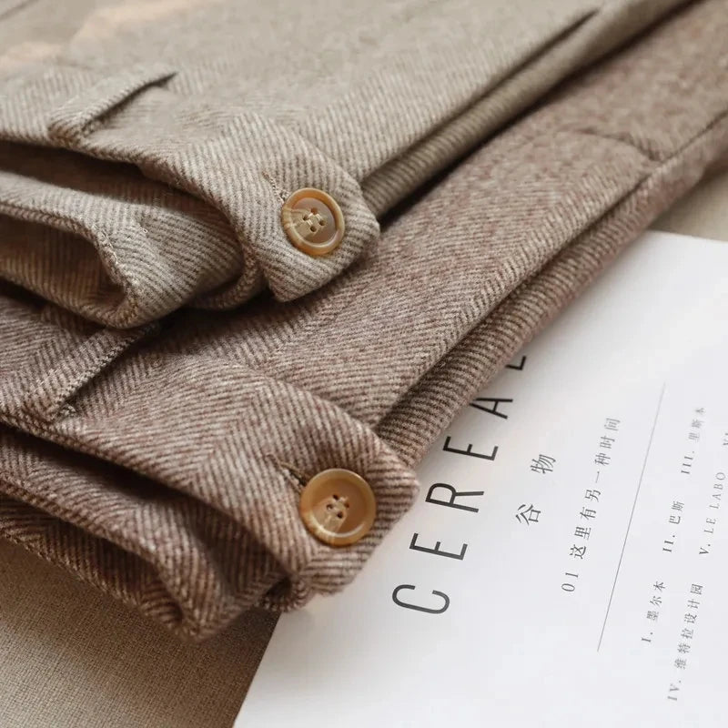 Winter High-Waisted Woolen Pencil Pants